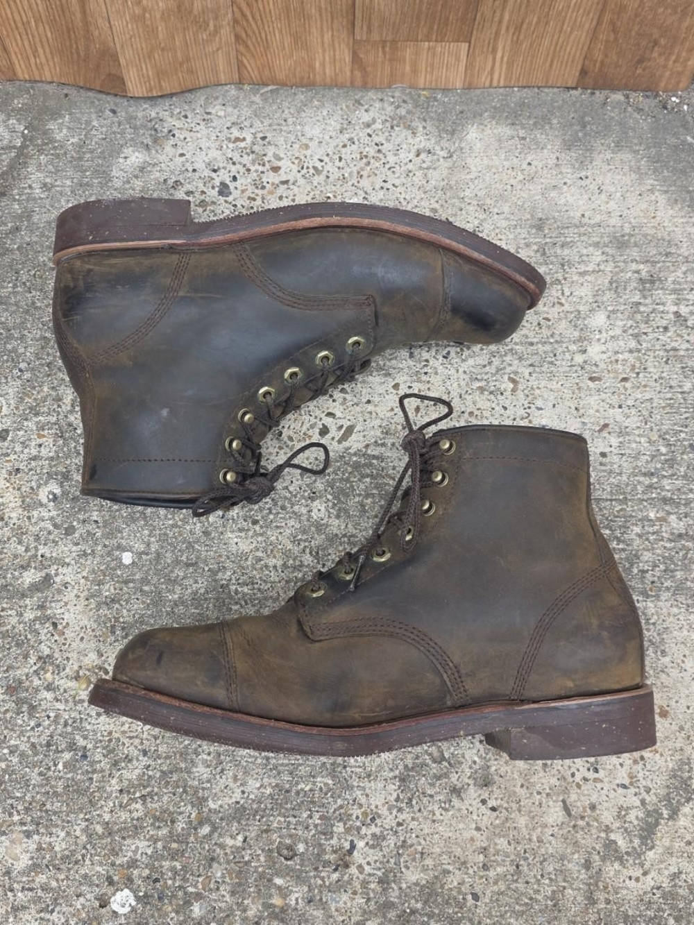 LL Bean Chippewa Boots Size 10 Brown Leather Vibram USA Made